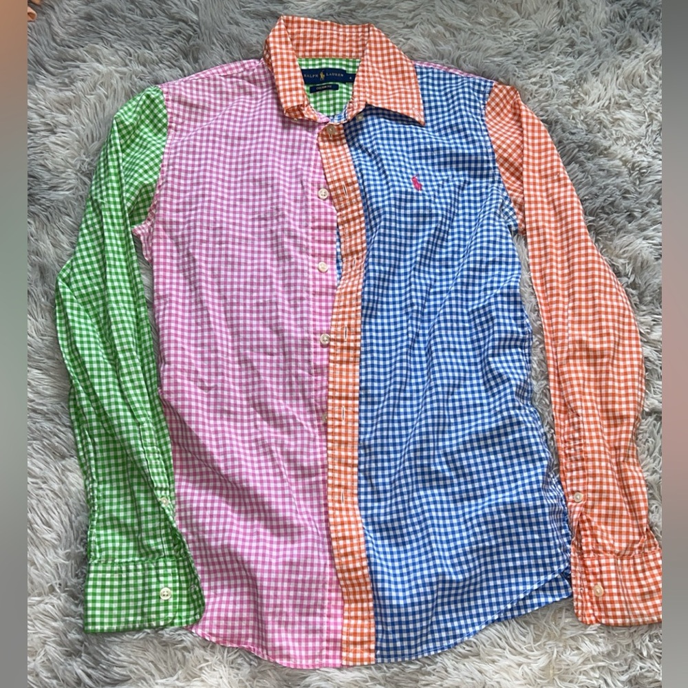 Colorful Ralph Lauren button down shirt , size 4